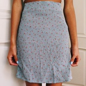 Brandy Melville floral plaid skirt
